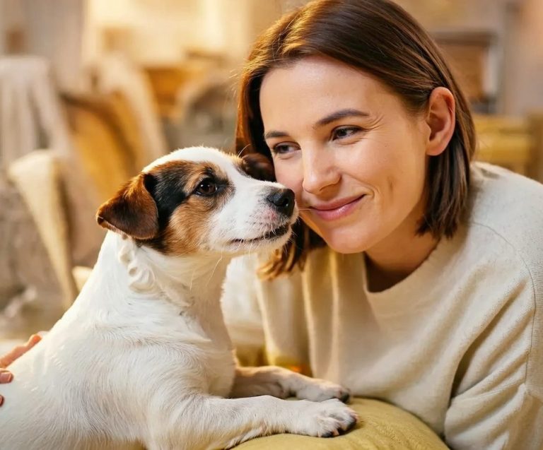 A picture of a golden colured dog, possibly a lab cross, scratching a flea bite on his neck.